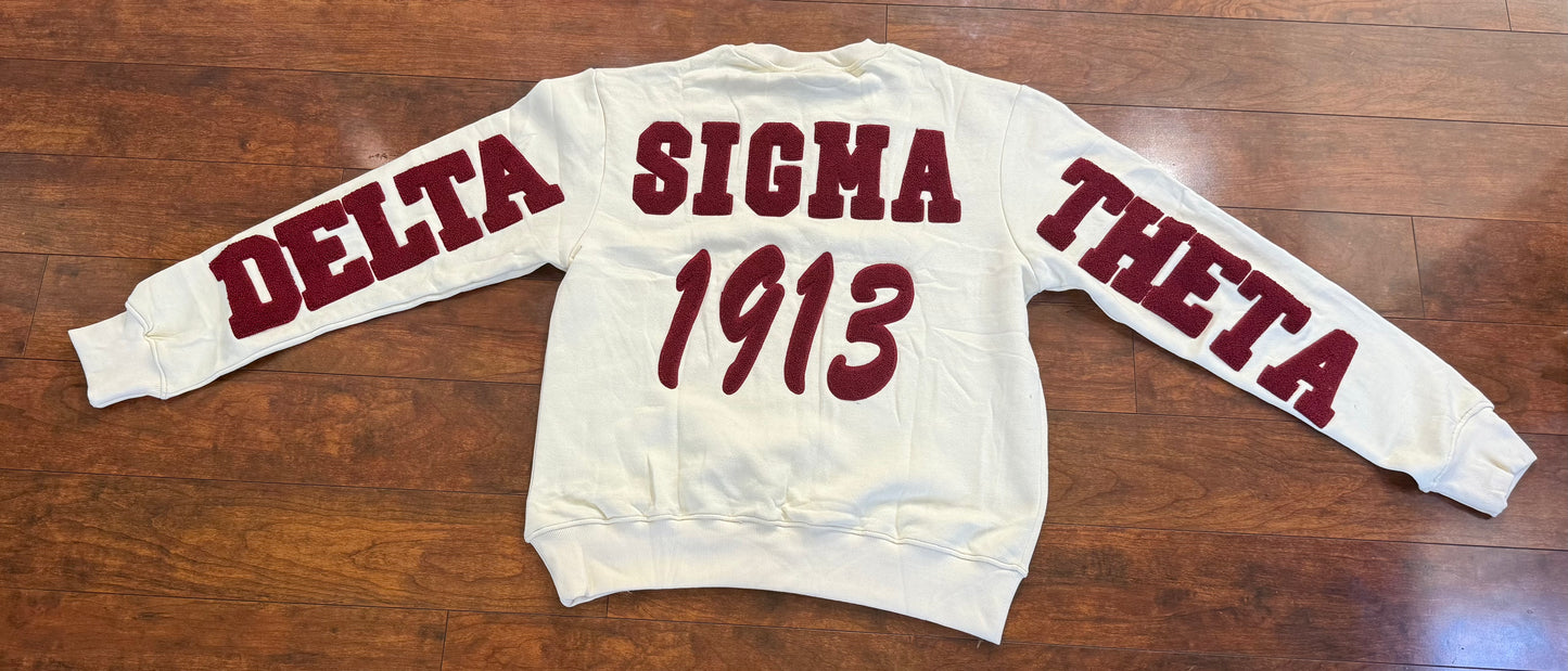 Preorder Delta Sigma Theta Crimson and Cream Chenille Sweatshirt