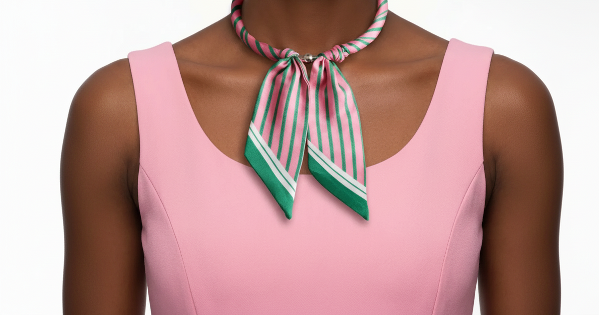Pink and Green Stripe Scarf Magnet Choker