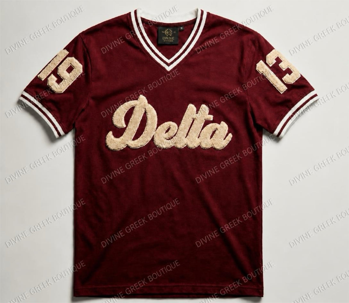 Delta Sigma Theta crimson and cream regular fit V neck