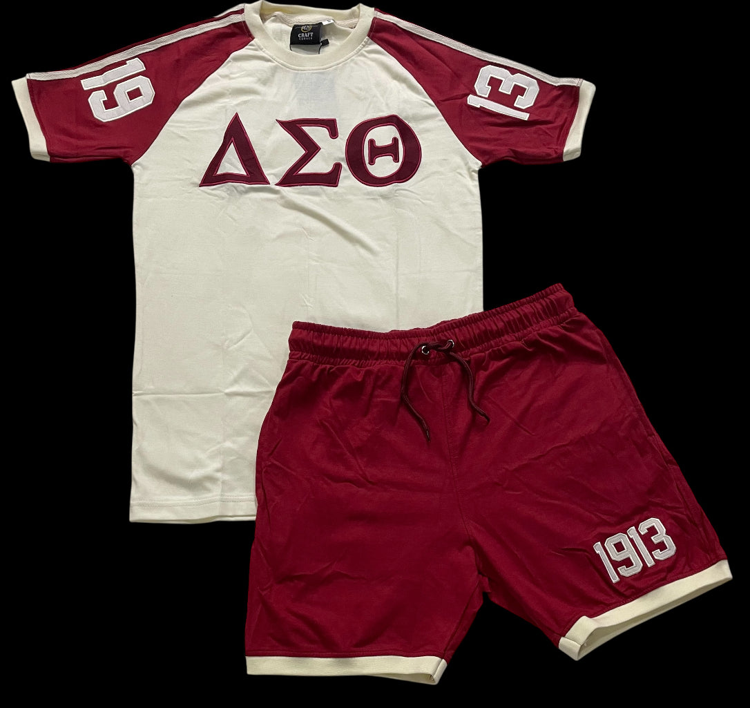Delta Sigma Theta crimson and cream short set