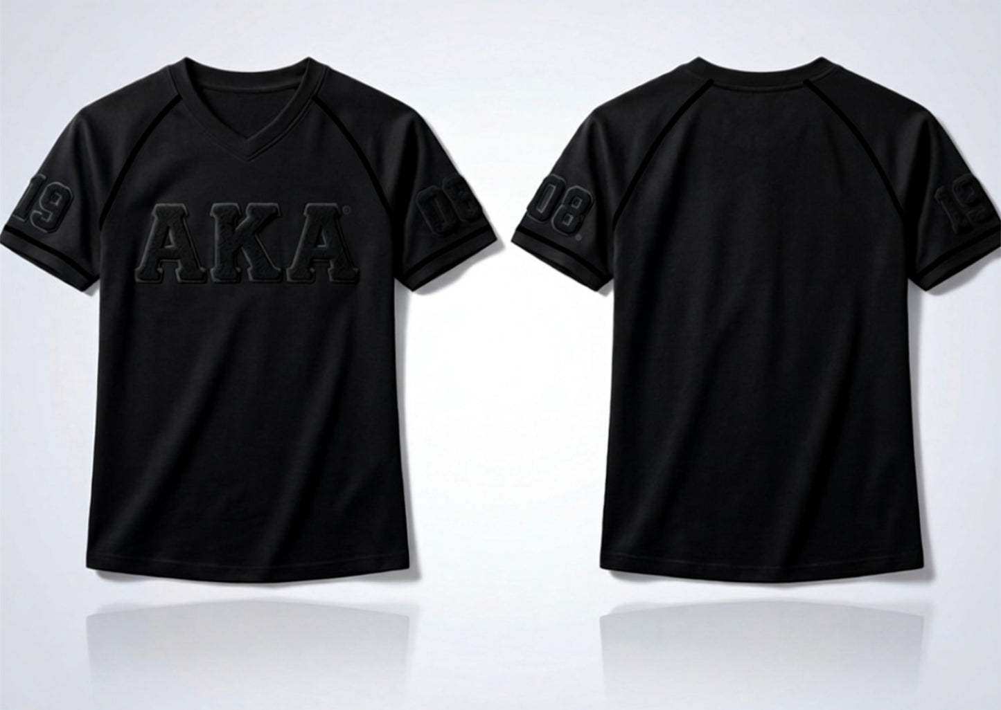Alpha Kappa Alpha black on black chenille V-neck unisex T-shirt