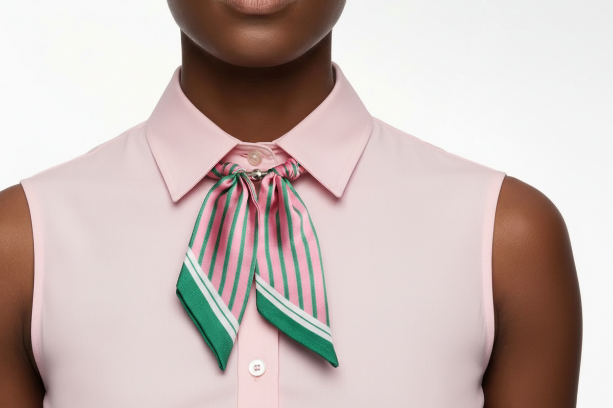 Pink and Green Stripe Scarf Magnet Choker