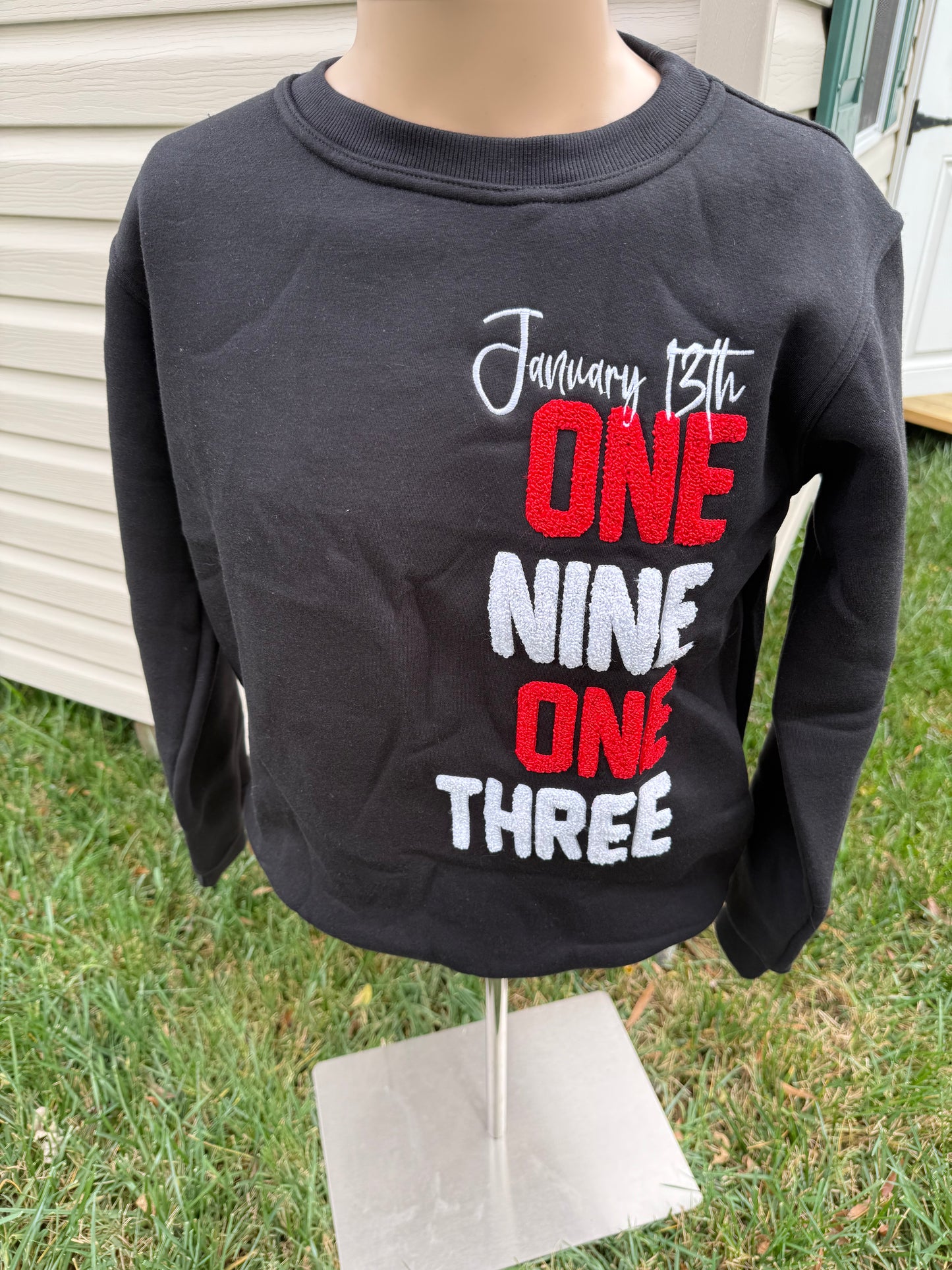 January 13th chenille sweatshirt