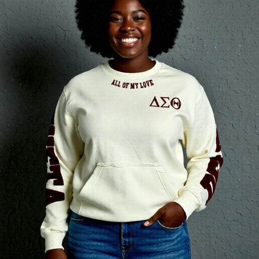 Delta Sigma Theta crimson and cream chenille sweatshirt