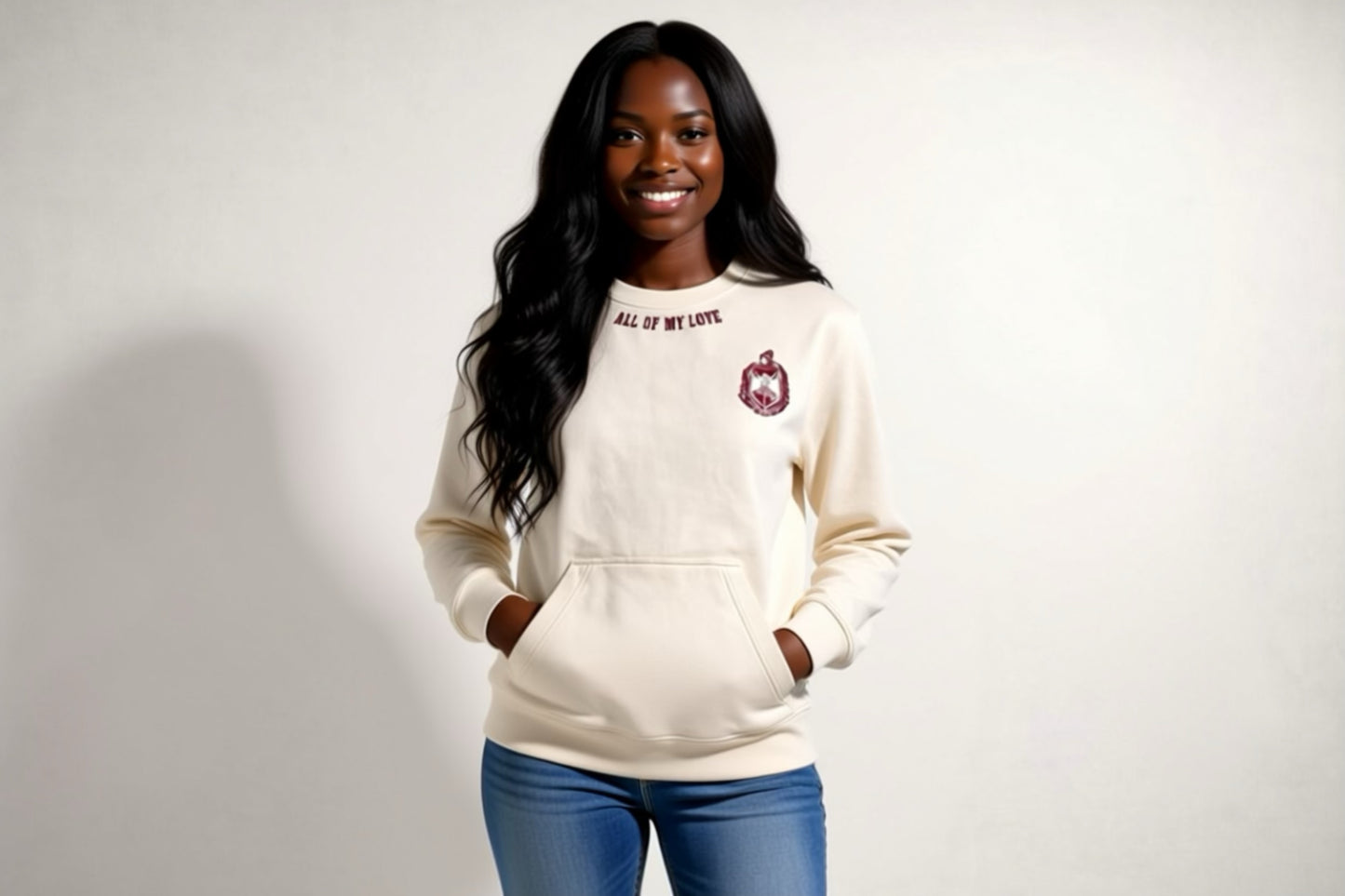 Delta Sigma Theta crimson and cream chenille sweatshirt