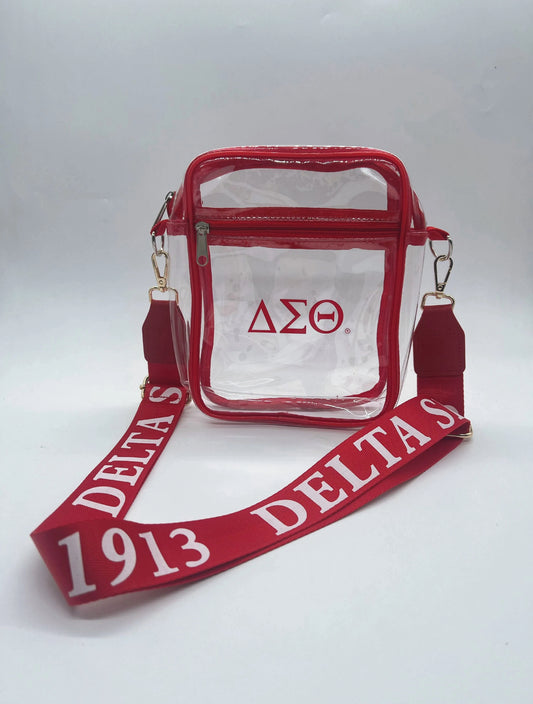 Clear Delta Sigma Theta Purse with Adjustable Strap